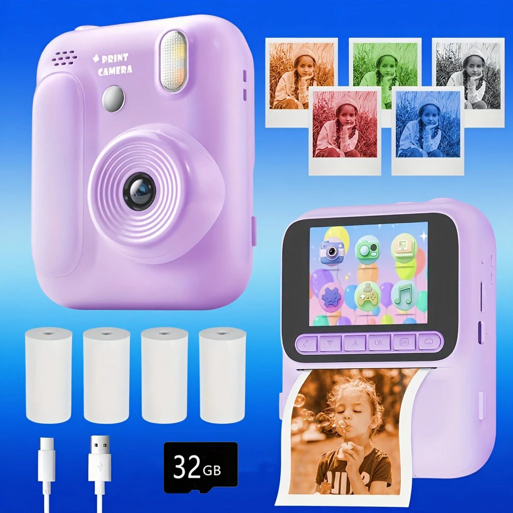Kids Instant Color Printing Camera 32GB 1080P