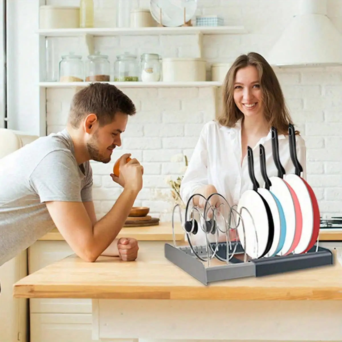 Expandable Pan Organizer Rack for Kitchen Cabinets