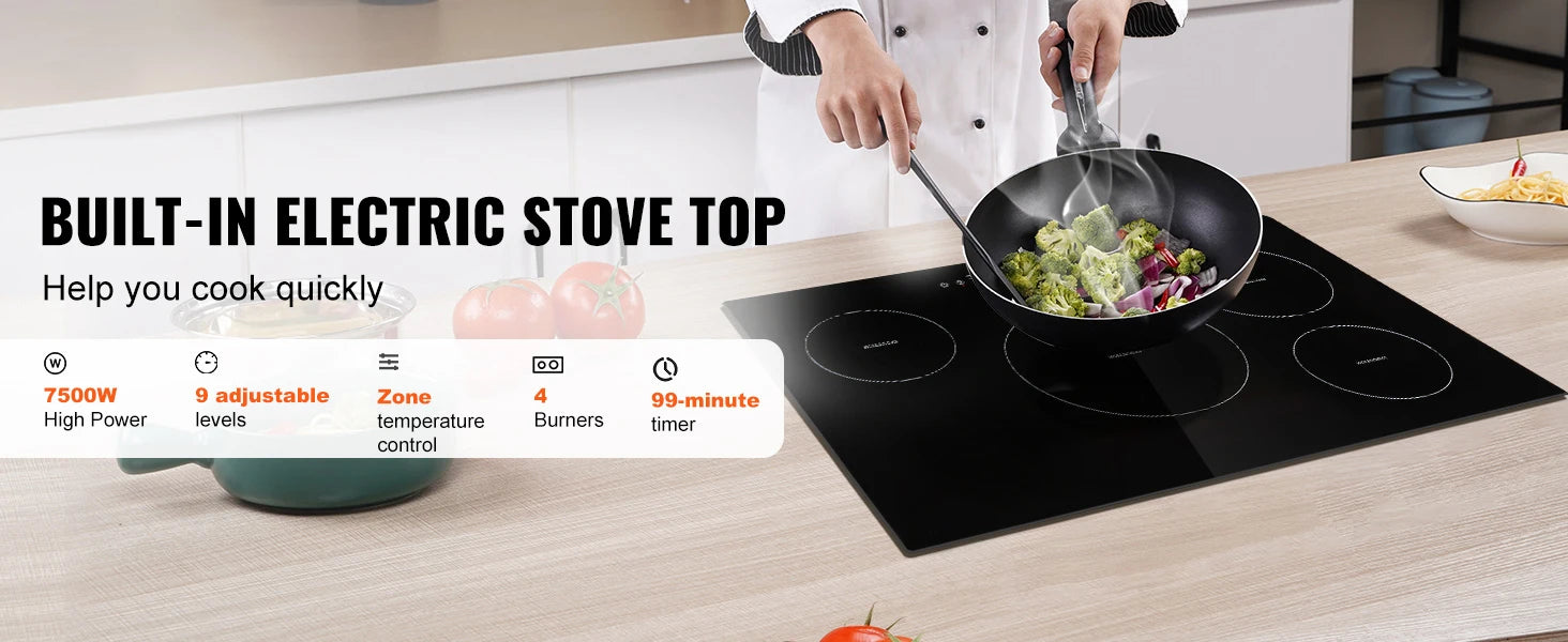 30-Inch Built-In 4-Burner Induction Cooktop with Touch Control