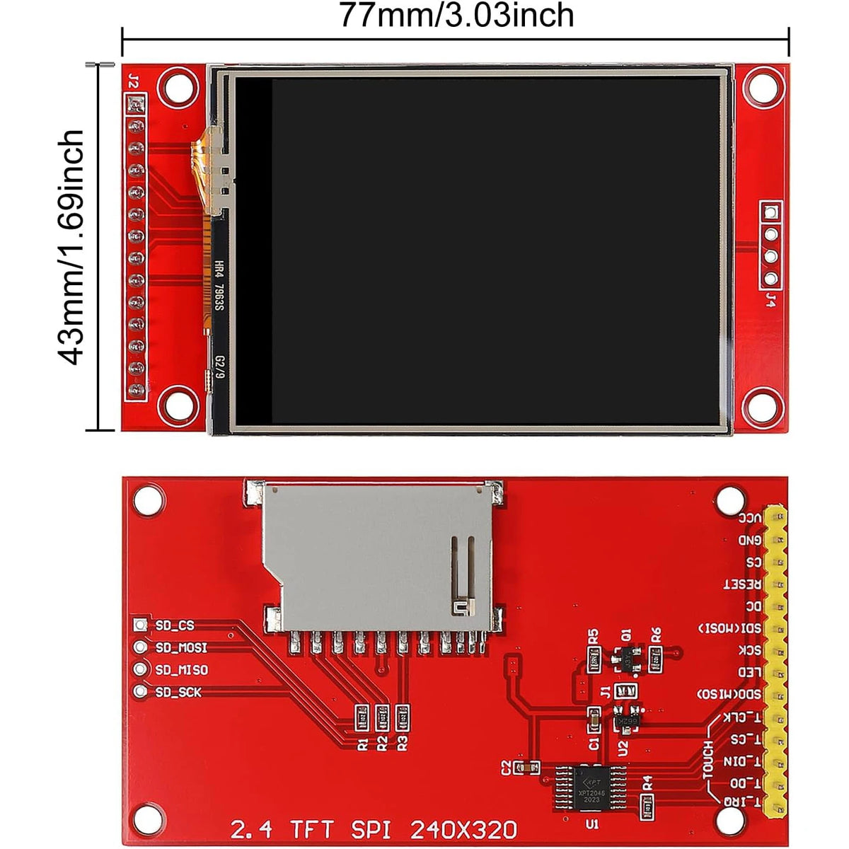 Pantalla táctil TFT SPI de 2.4 pulgadas, ILI9341, 240 × 320