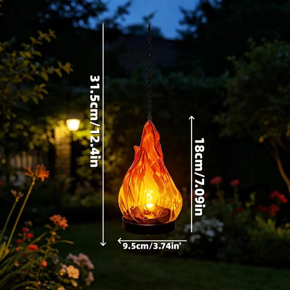 Flame-Effect Hanging LED Lantern with Chain