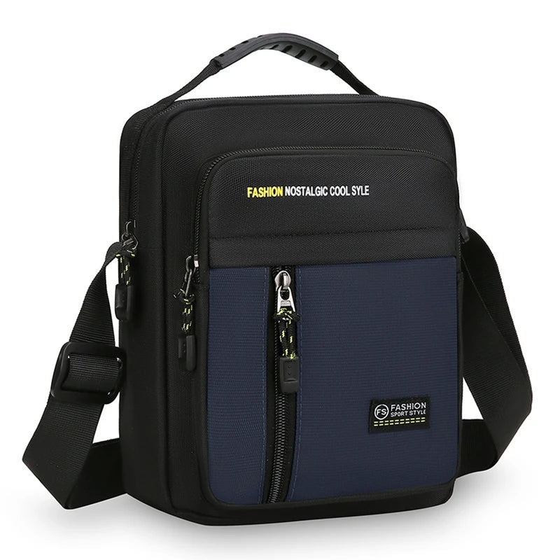Borsa a tracolla in tessuto Oxford con tasche multiple