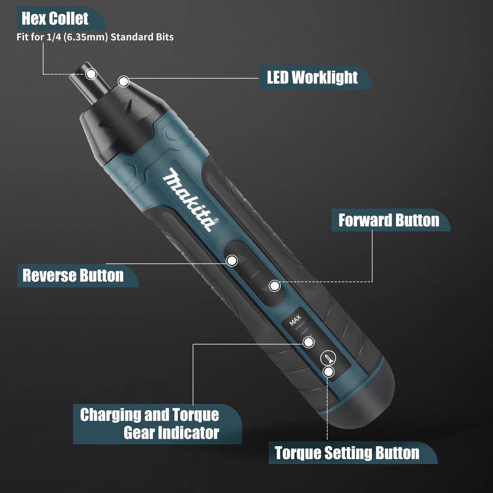 Makita 3.6V Cordless Screwdriver 1/4" Mini Driver 2-5N.m Torque