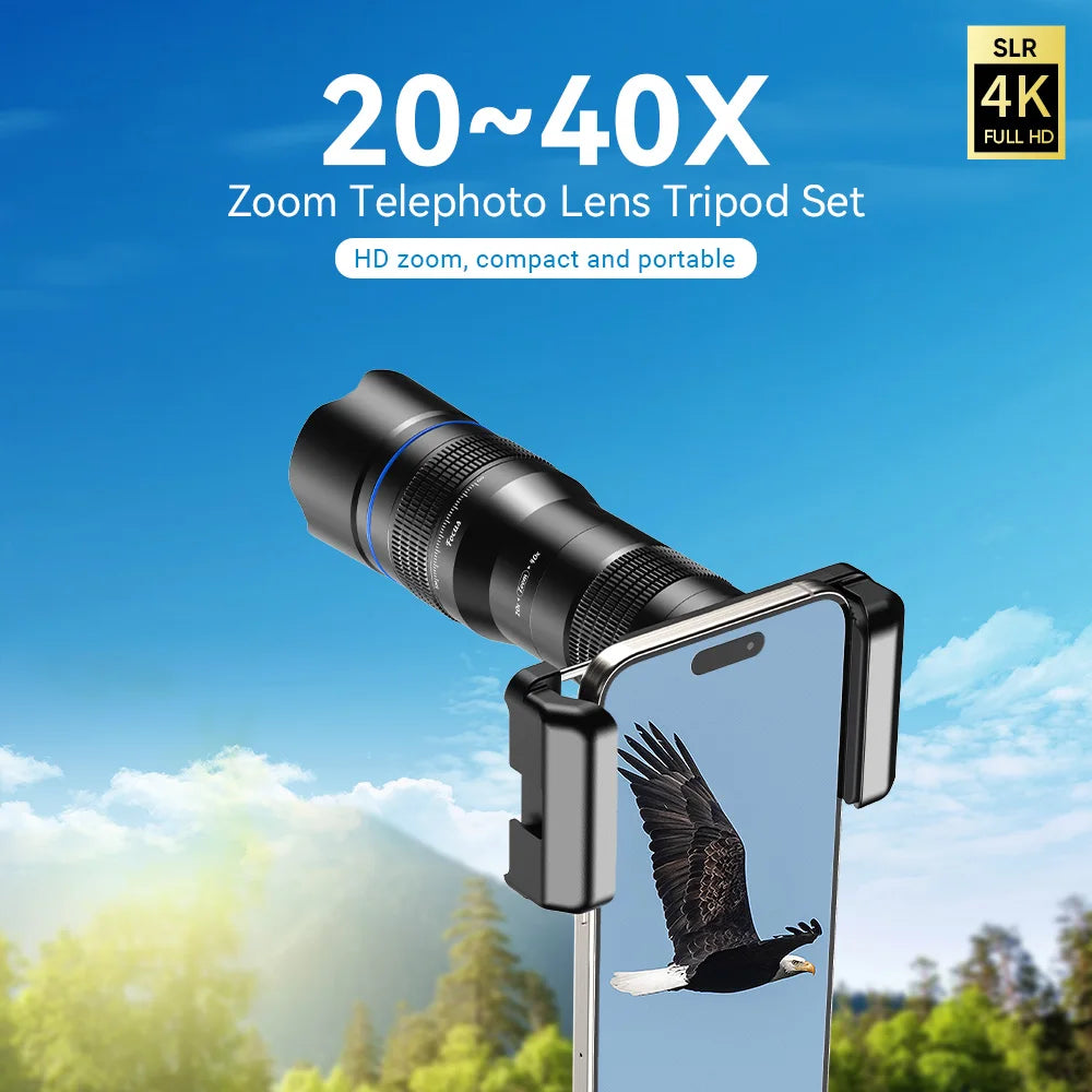 20-40x Zoom Smartphone Telephoto Lens with Tripod Kit