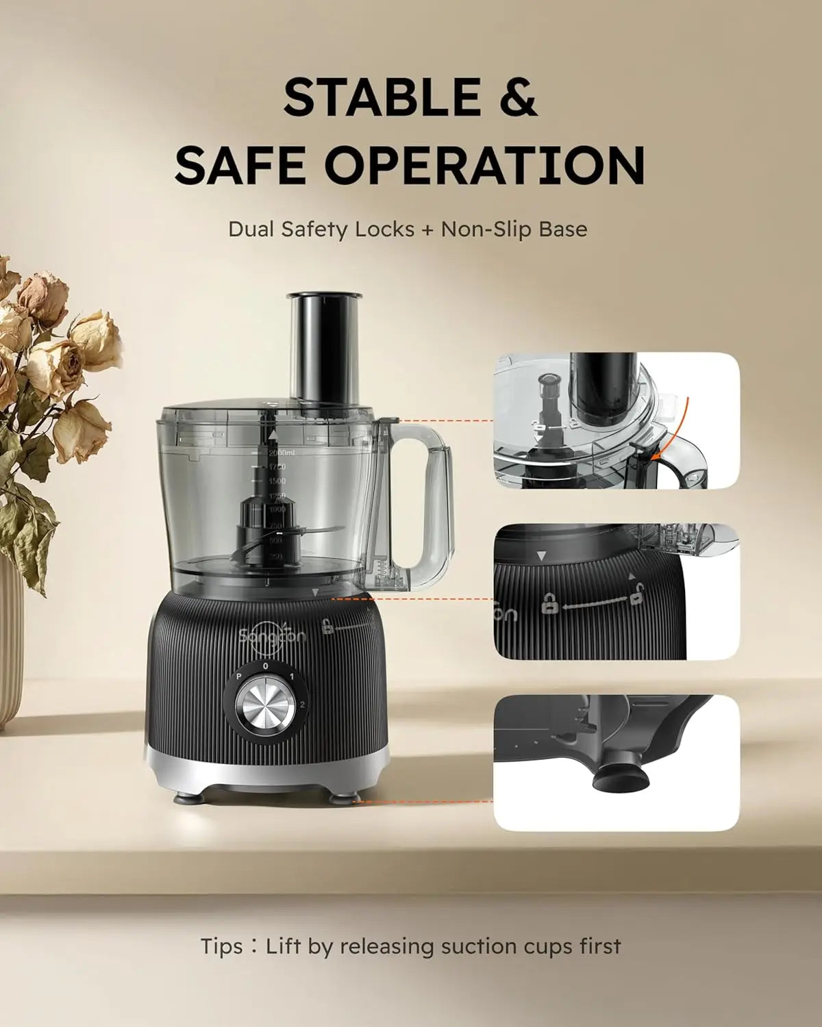 600W 11-in-1 Food Processor & Blender Combo with Dual 8-Cup Bowls