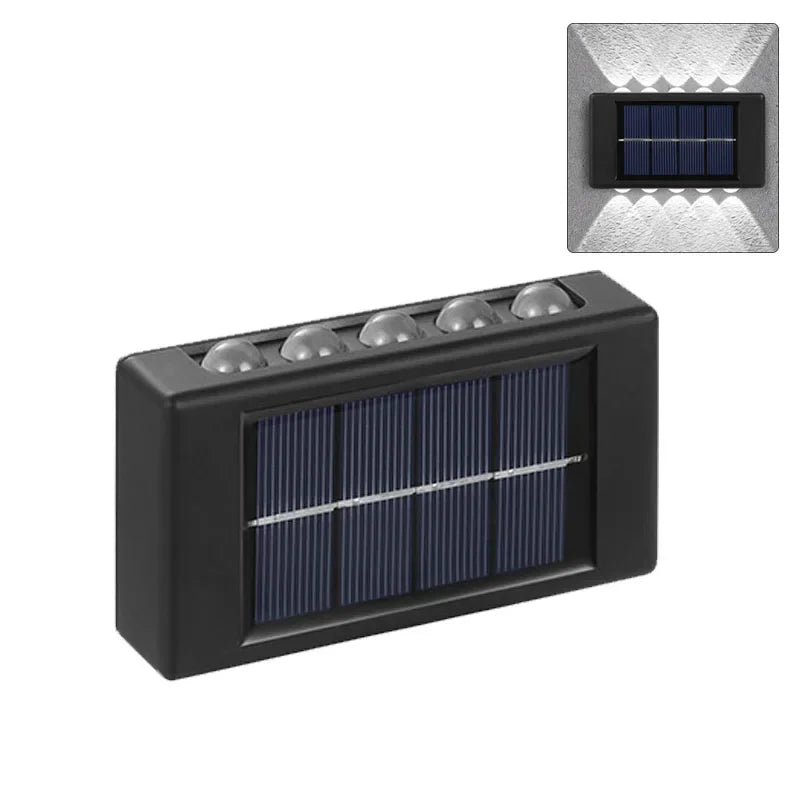 Solar Wall Light, IP65, 6 or 10 LED, White or Warm