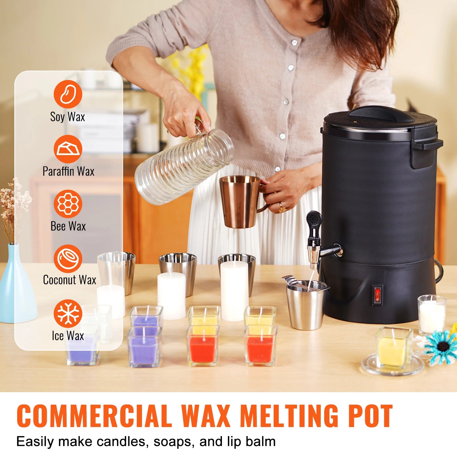 6.5L Wax Melter with Spout & 9-Level Temperature Control