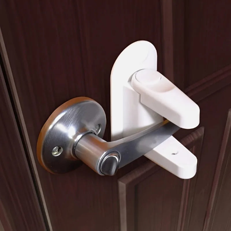 1 pièce Verrou de sécurité pour poignée de porte, protection contre l’ouverture de porte et antivol, simple et facile à installer, sans laisser de traces
