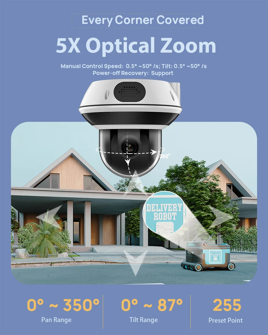 Vikylin Hikvision Compatible 8MP Dome PTZ IR Night Vision IP Camera 2-way Audio Home CCTV IP66 Outdoor Video Surveillance onvif