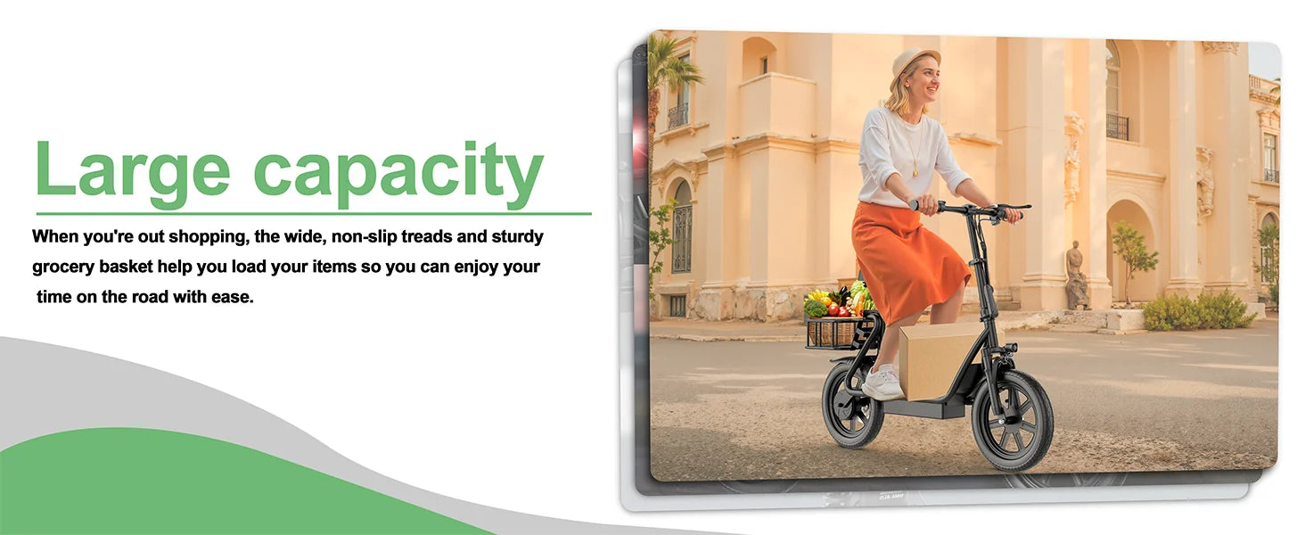 500W Foldable Electric Bike 28-Mile Range 21MPH 14" Tires
