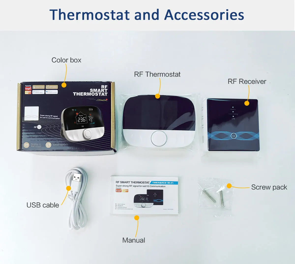 RF Wireless Thermostat Smart WiFi Floor Heating For Gas Boiler Battery Powered Tuya Temperature Controller Receiver Alice Google