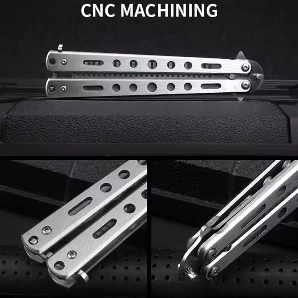 Foldable Comb Stainless Steel Practice Training Butterfly Knife Comb Beard Moustache Brushe Salon Hairdressing Styling Tool