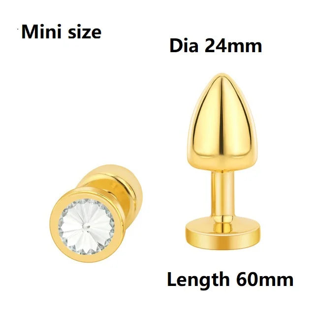 Small Size Metal Anal Beads Butt Plug Mini Rainbow Rose gold Butt Plug Crystal Jewelry Trainer Anal Dildo Masturbation Sex Toy