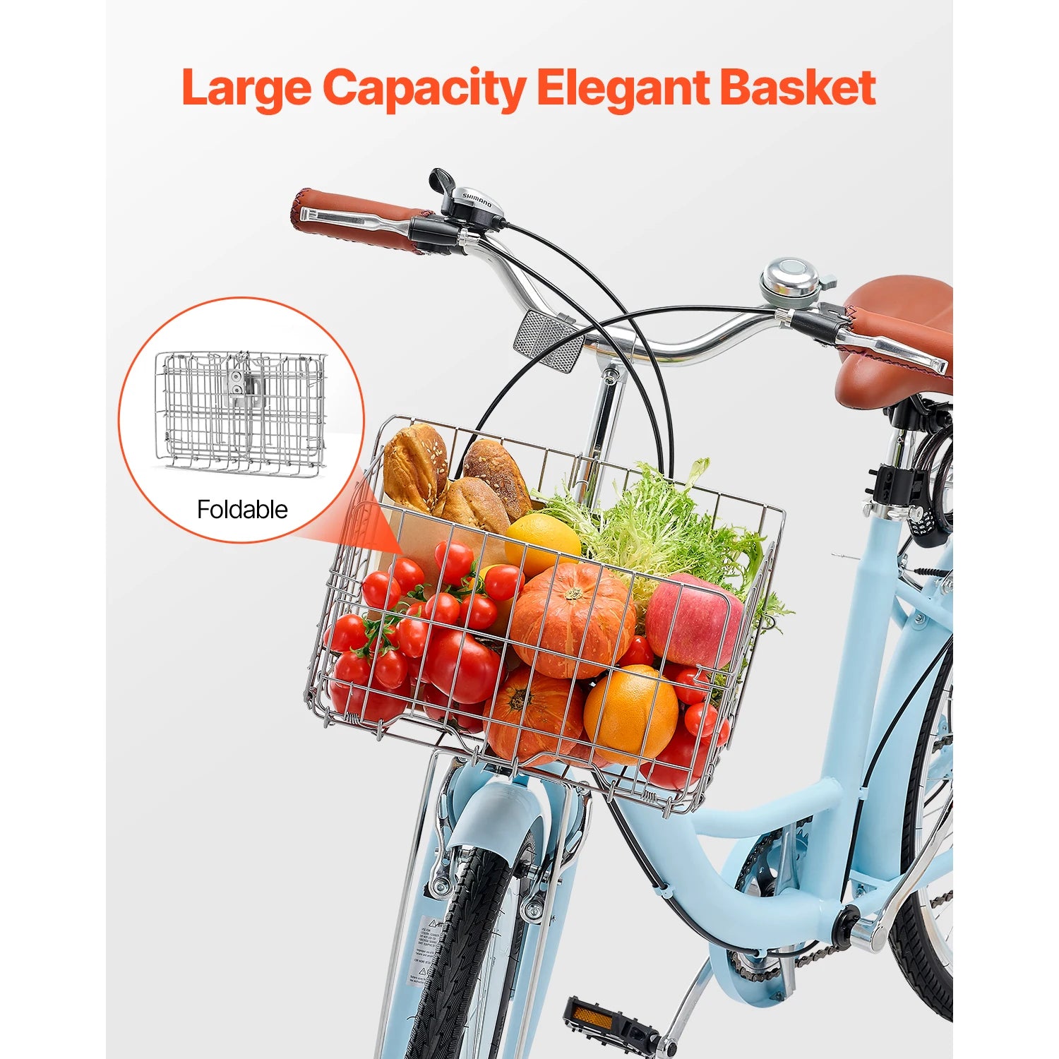 24/26 Inch Cruiserfiets met Mand & Achterdrager, 7 Versnellingen Comfortabele Rit
