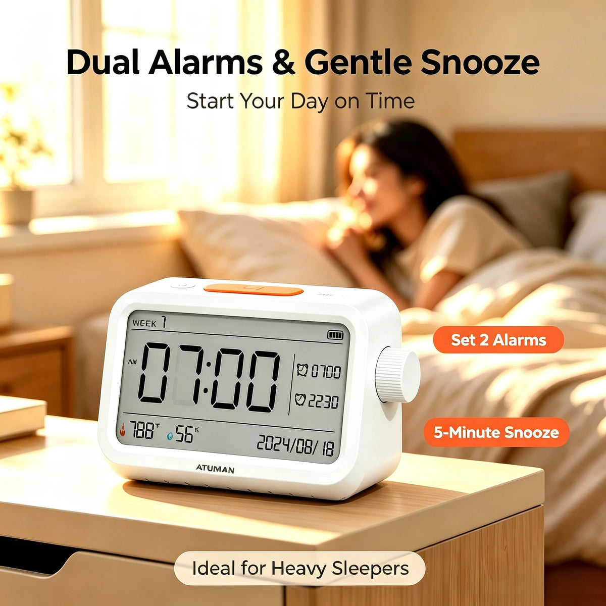 MT2 Thermometer-Hygrometer Alarm Clock