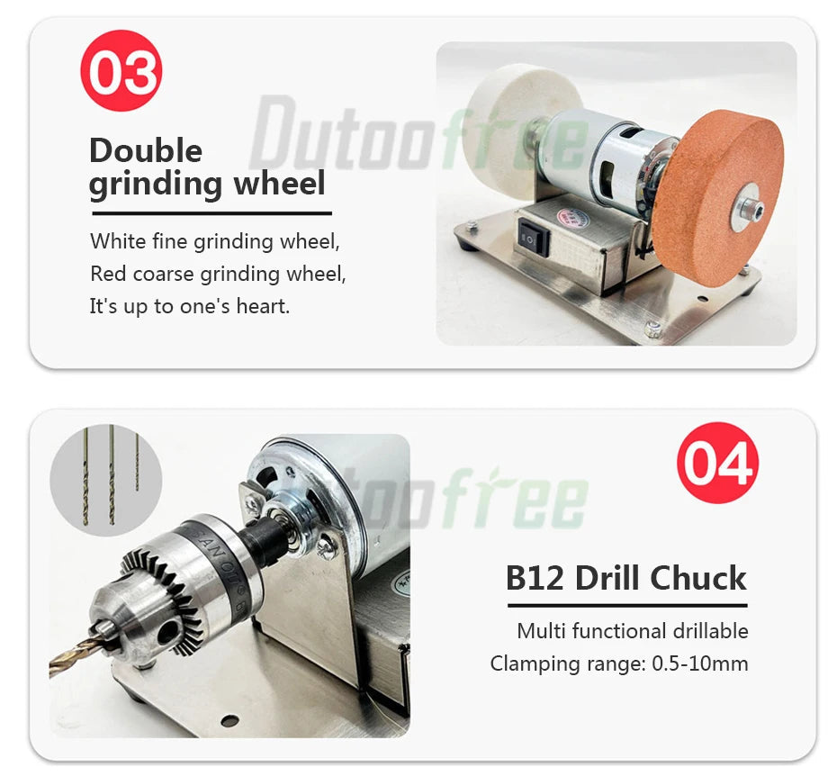 100W Double Grinder Machine Artifact Table Grinder Motor Micro Coarse and Fine Polishing Electric Grinding Wheel Grindig Stone