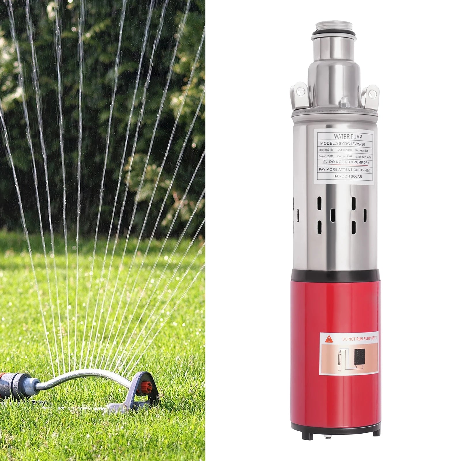 12V 180W Submersible Deep Well Pump for Irrigation 396GPH