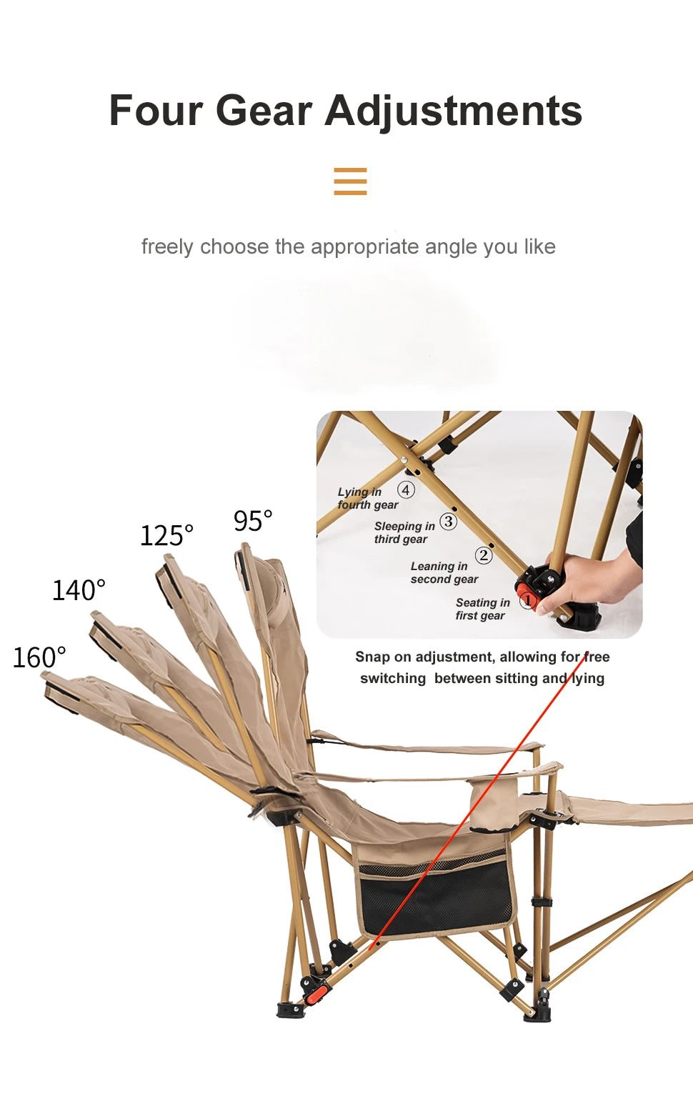 2-in-1 Reclining Camping Chair with Footrest and Storage