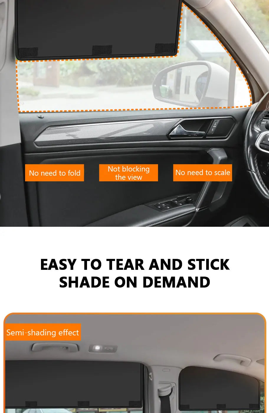 SEAMETAL 2-Section Sun Shade for Car Side Window Magnetic Curtains Sun Protection Sunshade for Children Anti-Glare UV-Blocking