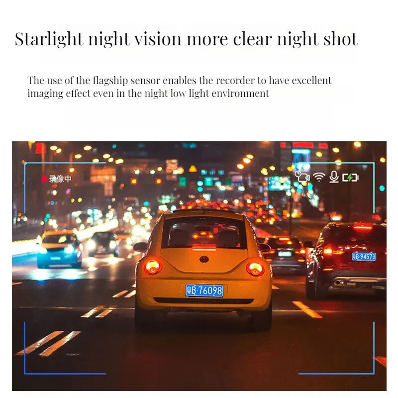 2K 1440P WiFi Dashcam med natvision, stemmestyring og GPS