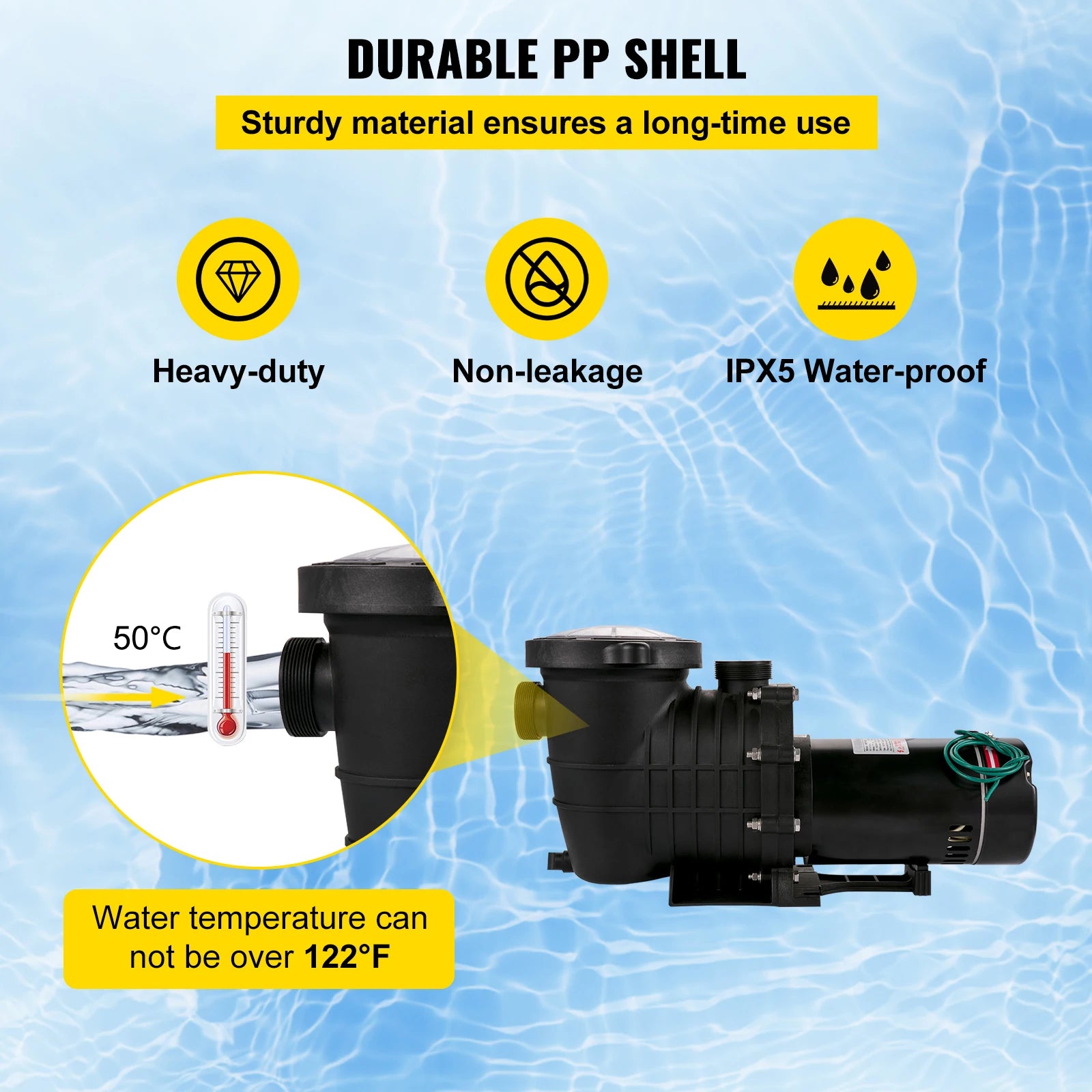 SucceBuy Swimming Pool Pump 110V/220V 5544GPH Powerful Self-priming for In/Above Ground Pool Water Circulation Strainer Basket