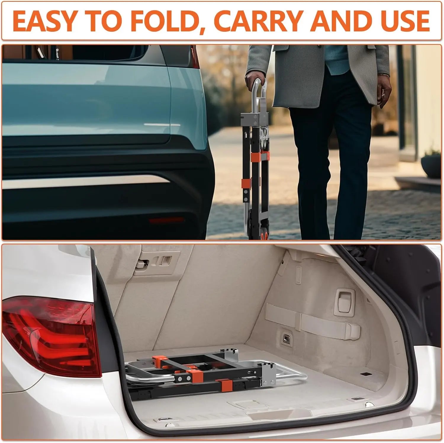 3-in-1 Heavy Duty Folding Hand Truck, 500 LBS Capacity, Convertible Dolly with Telescopic Handle