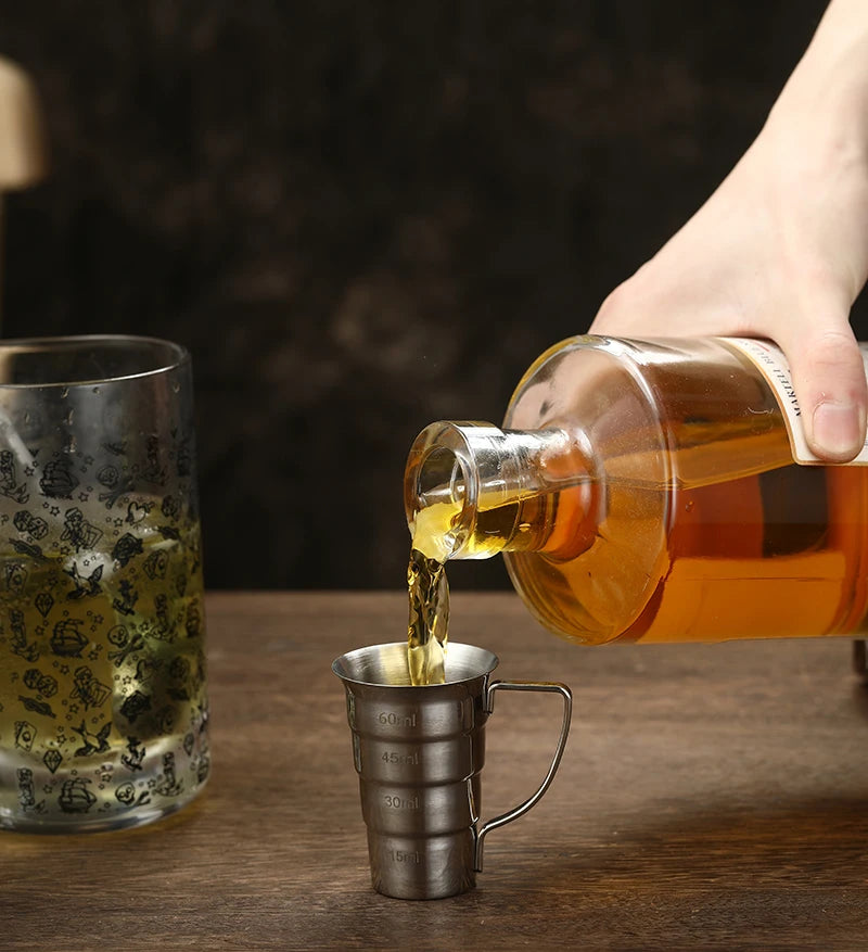 Cocktailjigger i rostfritt stål med handtag - 60 ml