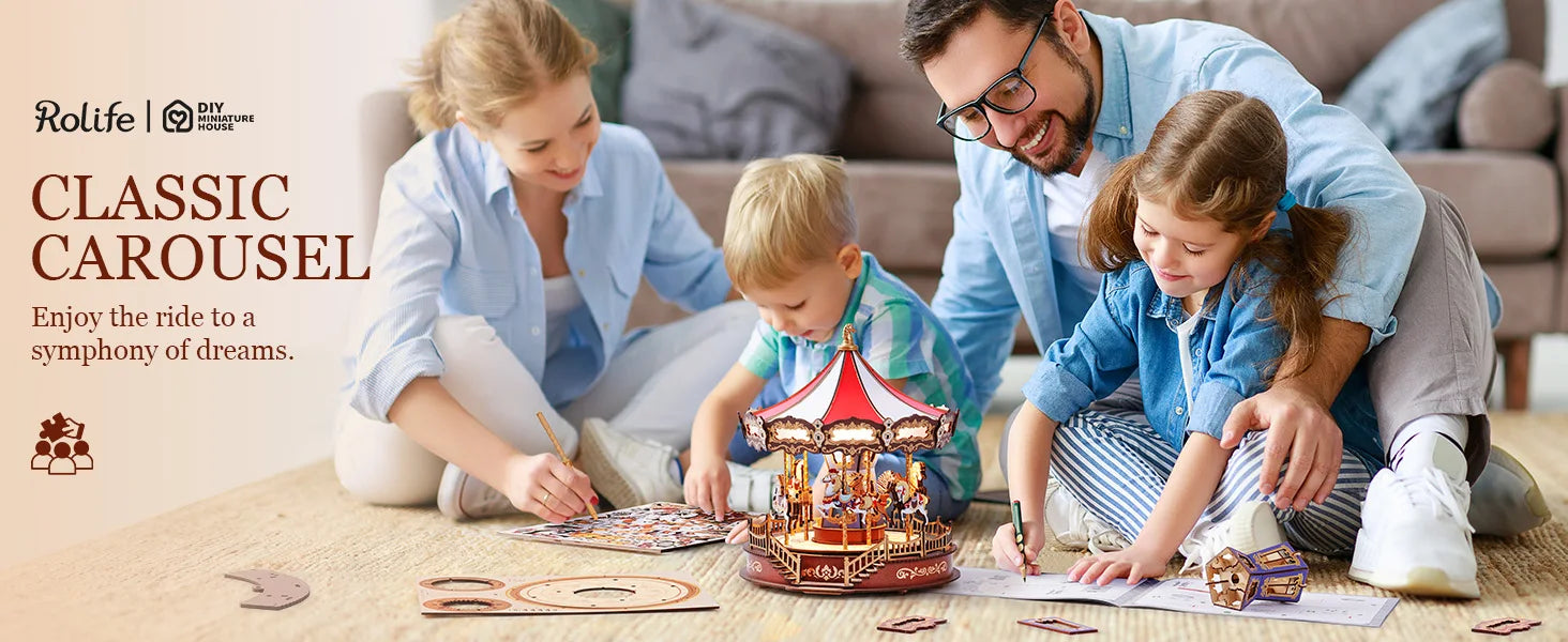 Robotime Rolife Carillon Classico Giostra Puzzle 3D in Legno