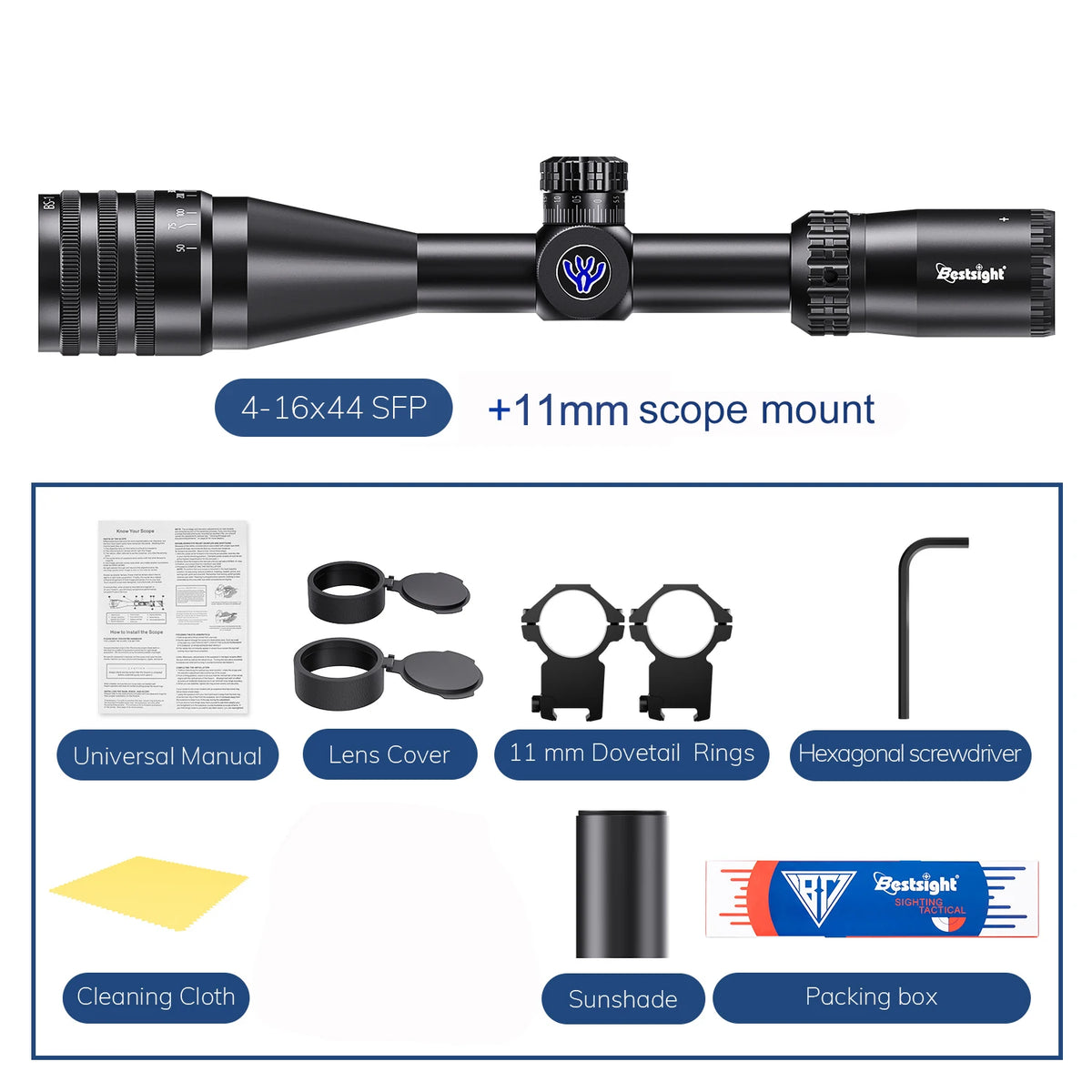 4-16x44 AOE Riflescope - 11 mm sau 20 mm Mount