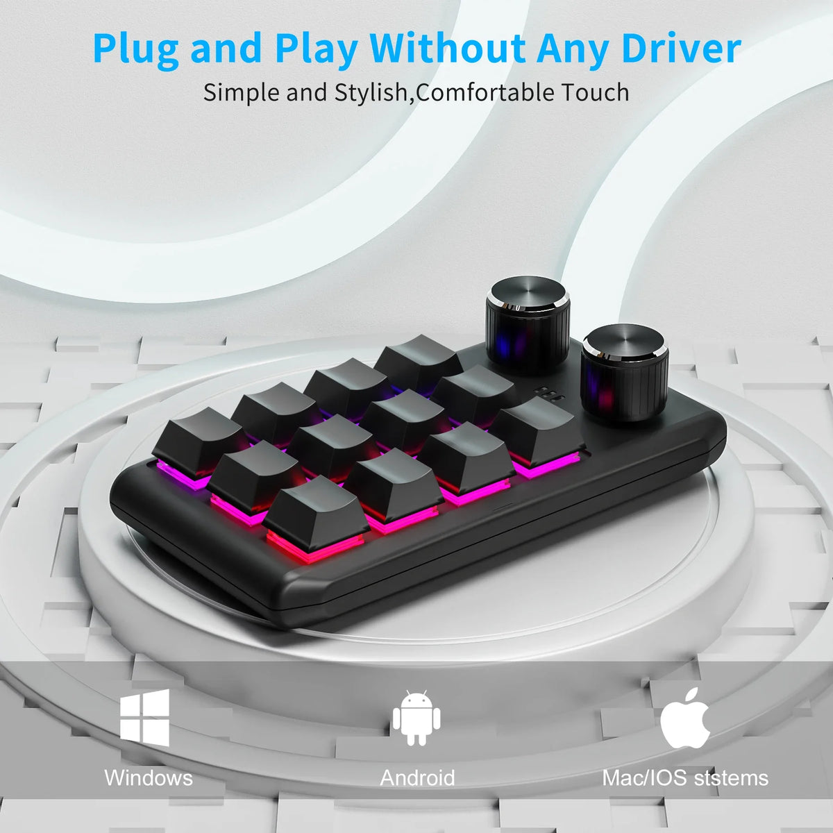 Clavier macro Bluetooth à 12 touches avec deux molettes