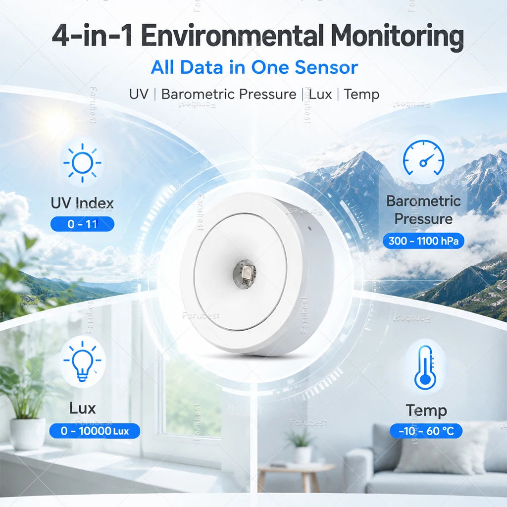 Zigbee 3.0 UV Sensor Atmospheric Pressure Luminance Temperature Weather Station Wireless Sensor Smart Automation For Zigbee2MQTT