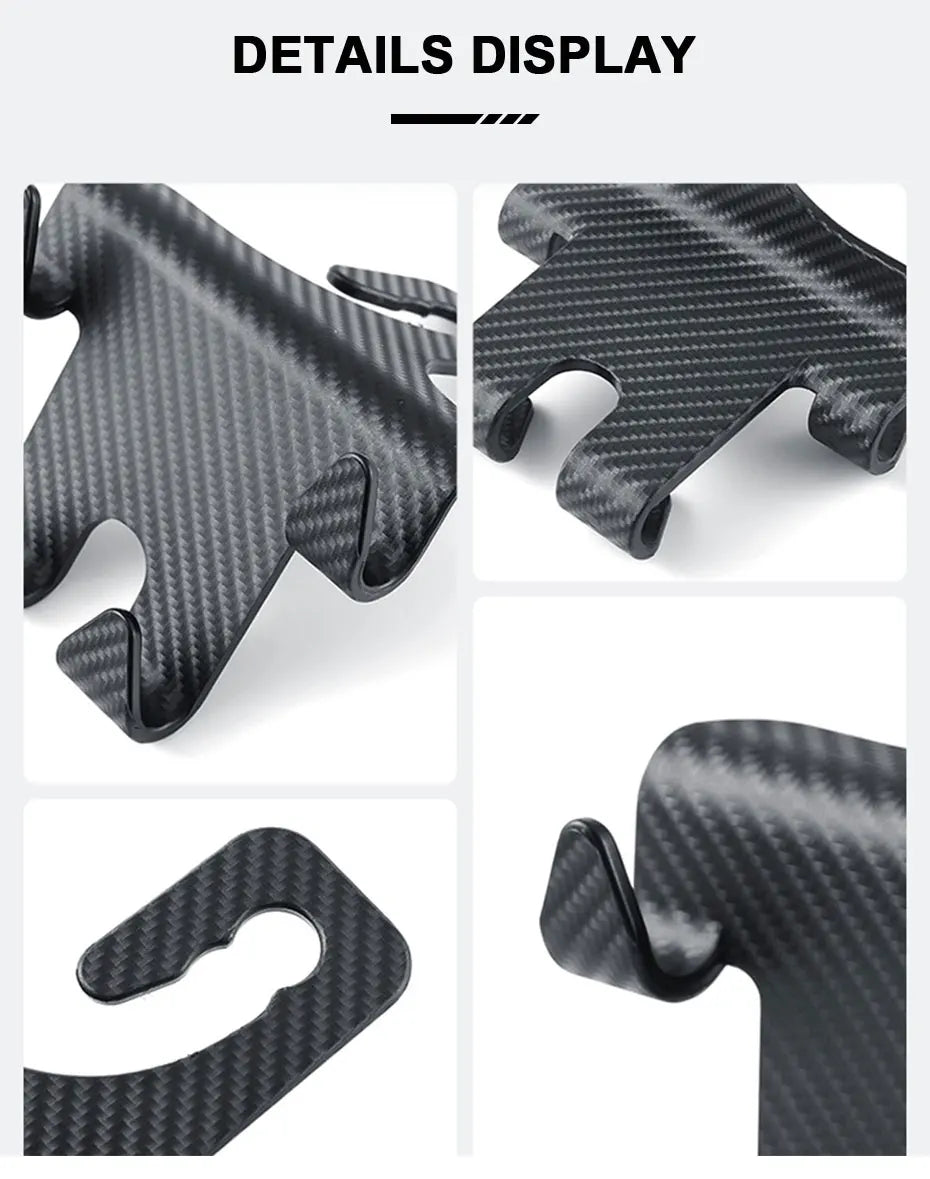 SEAMETAL Multifunctional Car Hook Headrest Seat Back Hanging Hook Carbon Fiber Decoration Large Load-Bearing Hanger for Rear Row