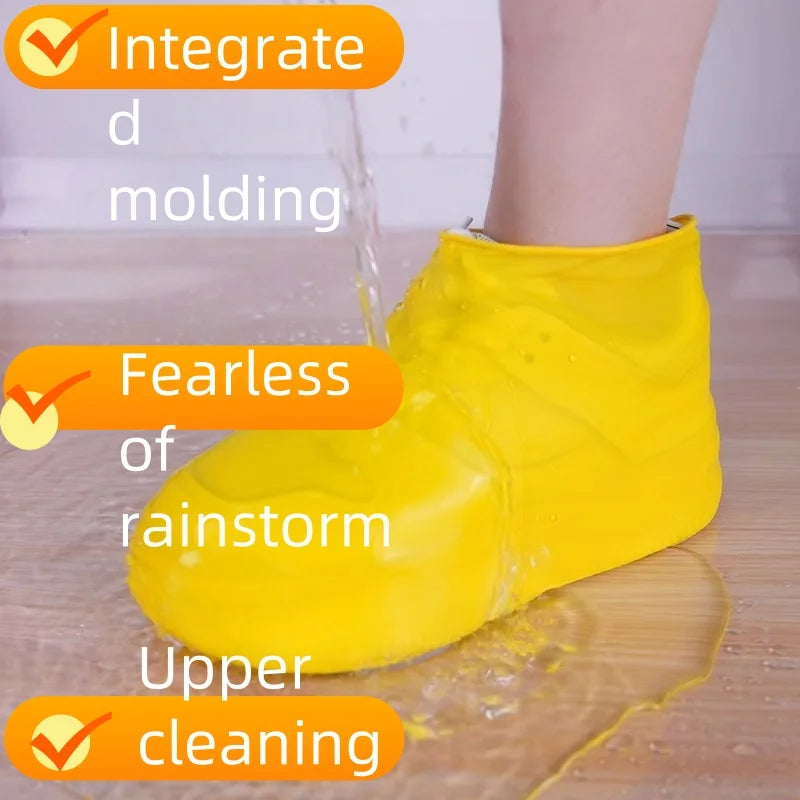 1 Pair Latex WaterProof Shoe Covers Lip-resistant Rubber Rain Boot Rain Gear Overshoes Accessories for Outdoor Rainy Day