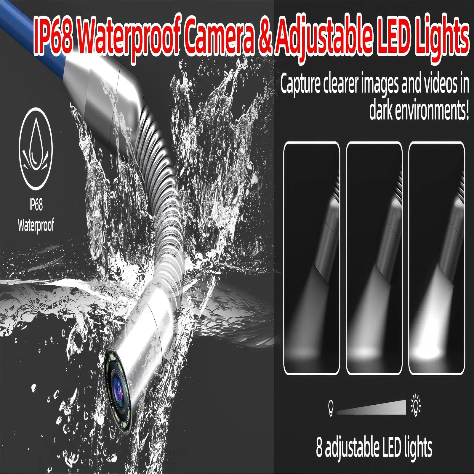 Rioolinspectiecamera 17mm LED Endoscoop met 4,3" Scherm en DVR