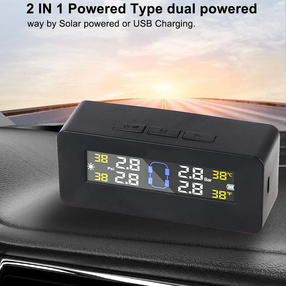 Solar TPMS Tire Pressure Monitoring System with External Sensors