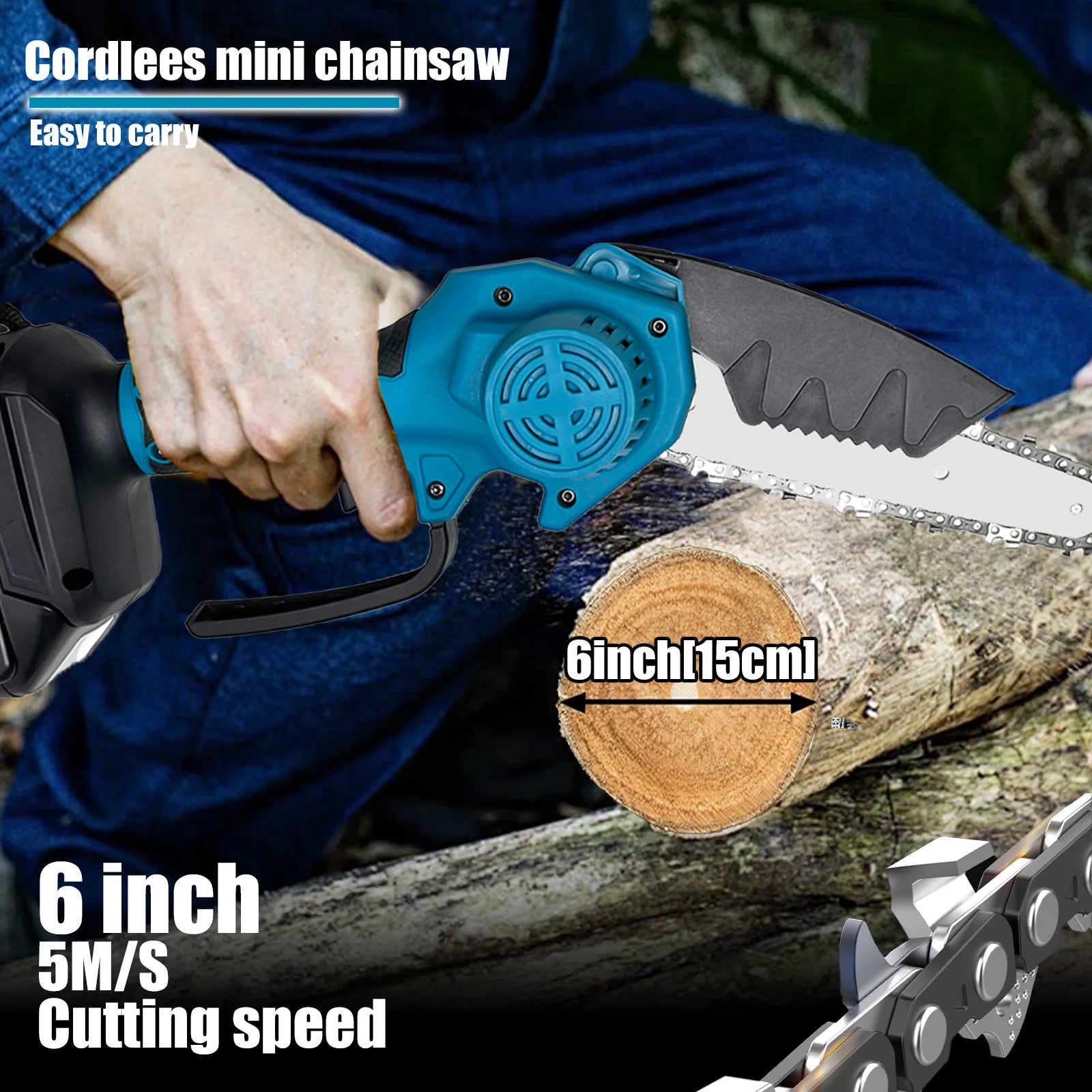 Cordless Chainsaw for Makita 18V – 6 Inch Mini Portable Chainsaw