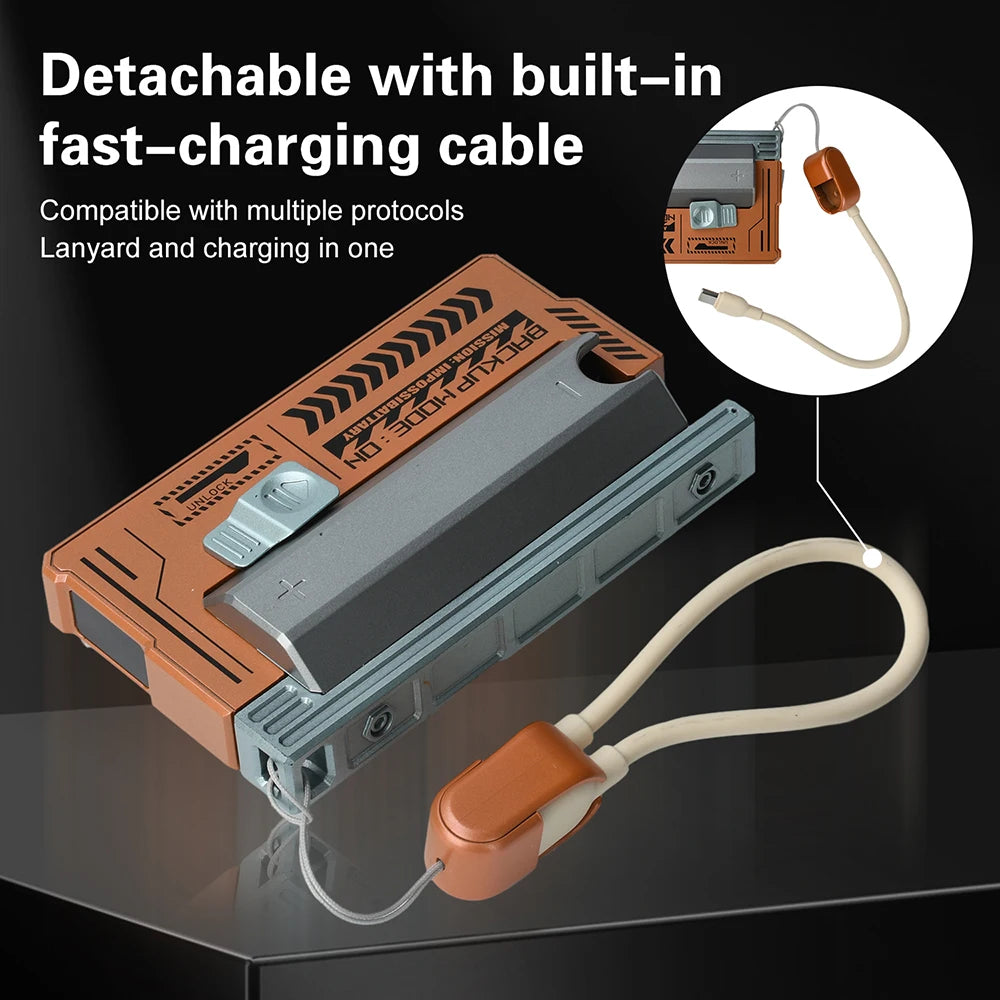Solderless 21700 Power Bank Case with Detachable USB-C Cable