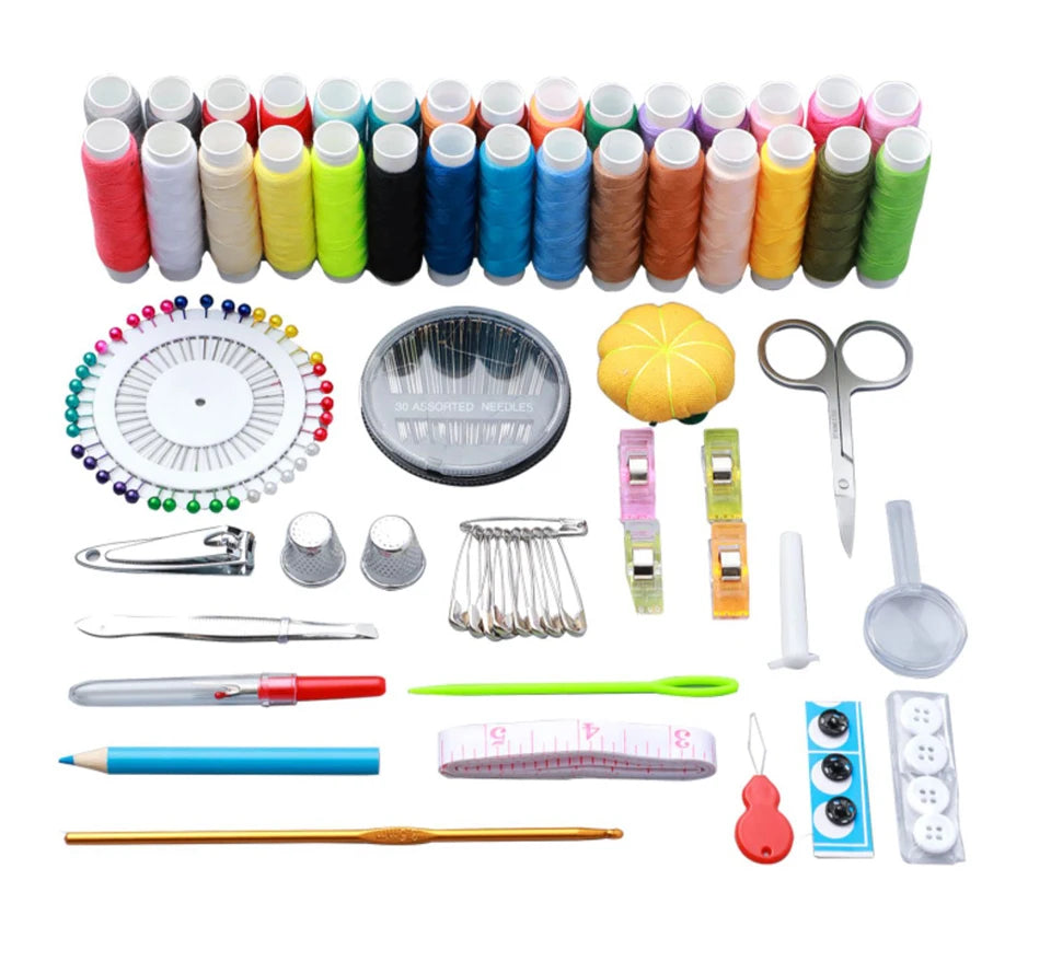 Sewing Kit Complete Set with Threads Needles Scissors Tape Measure Buttons and More for DIY Handcraft Projects Home and Travel