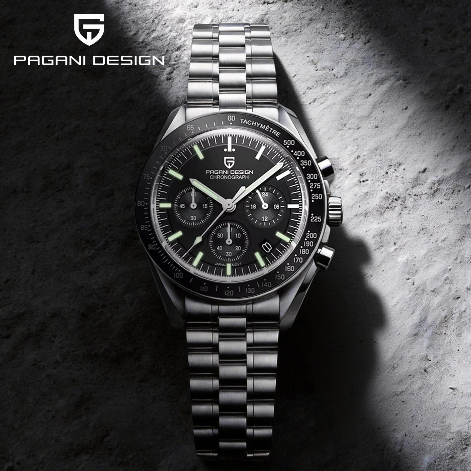 Orologio Cronografo da Uomo Pagani Design con Zaffiro, Quarzo, Resistente all'Acqua 100M
