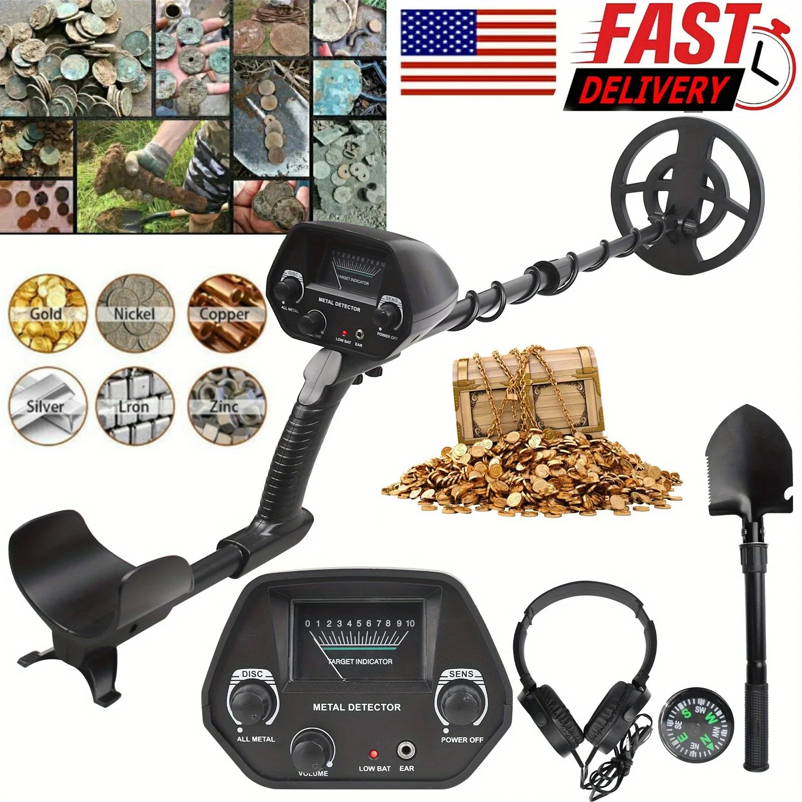 Metal Detector for Adults with Bigger LCD Display, 10–30 cm Depth