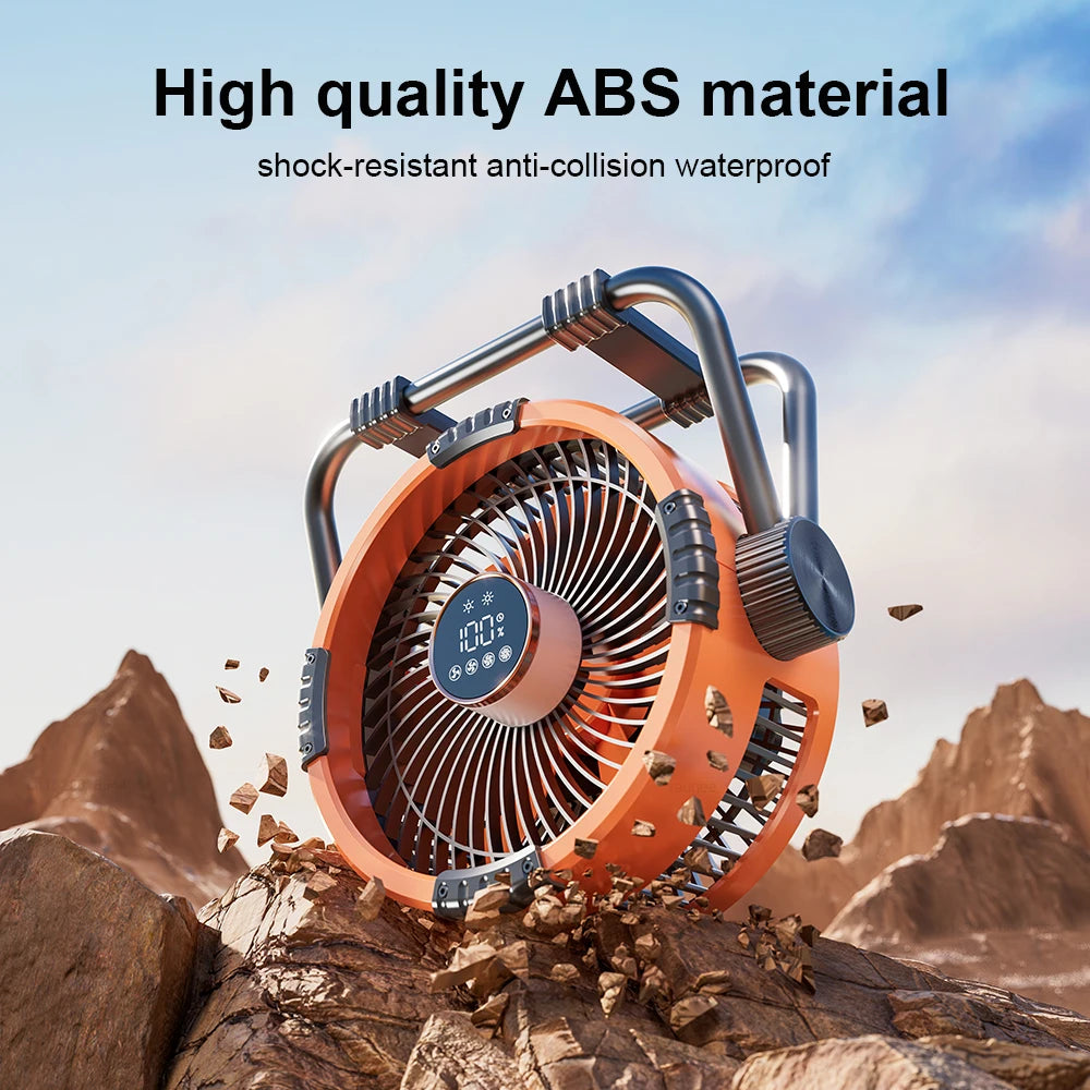 Camping Fan 20000mAh Rechargeable Portable Outdoor Camping Fan Air Circulators Wireless Tent Ceiling Fans with Hook and Light