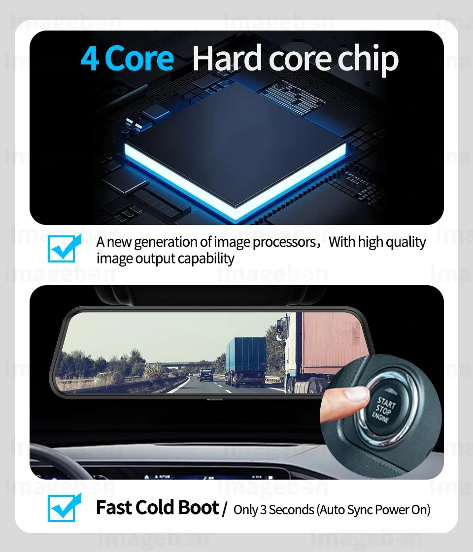 4K Touch Screen Car Dash Cam with Rear Camera