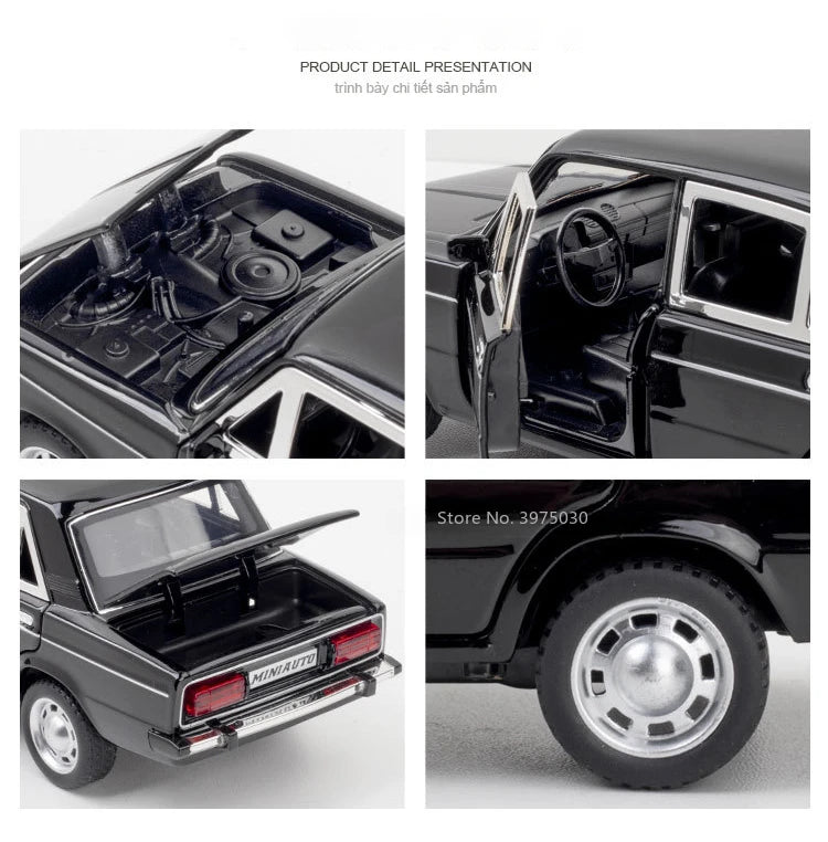 1/24 LADA 2106 Alloy Scale Car Model Diecast Vehicles Car Toys with Sound and Light Toys Collection for Boys Birthday Gift Kids