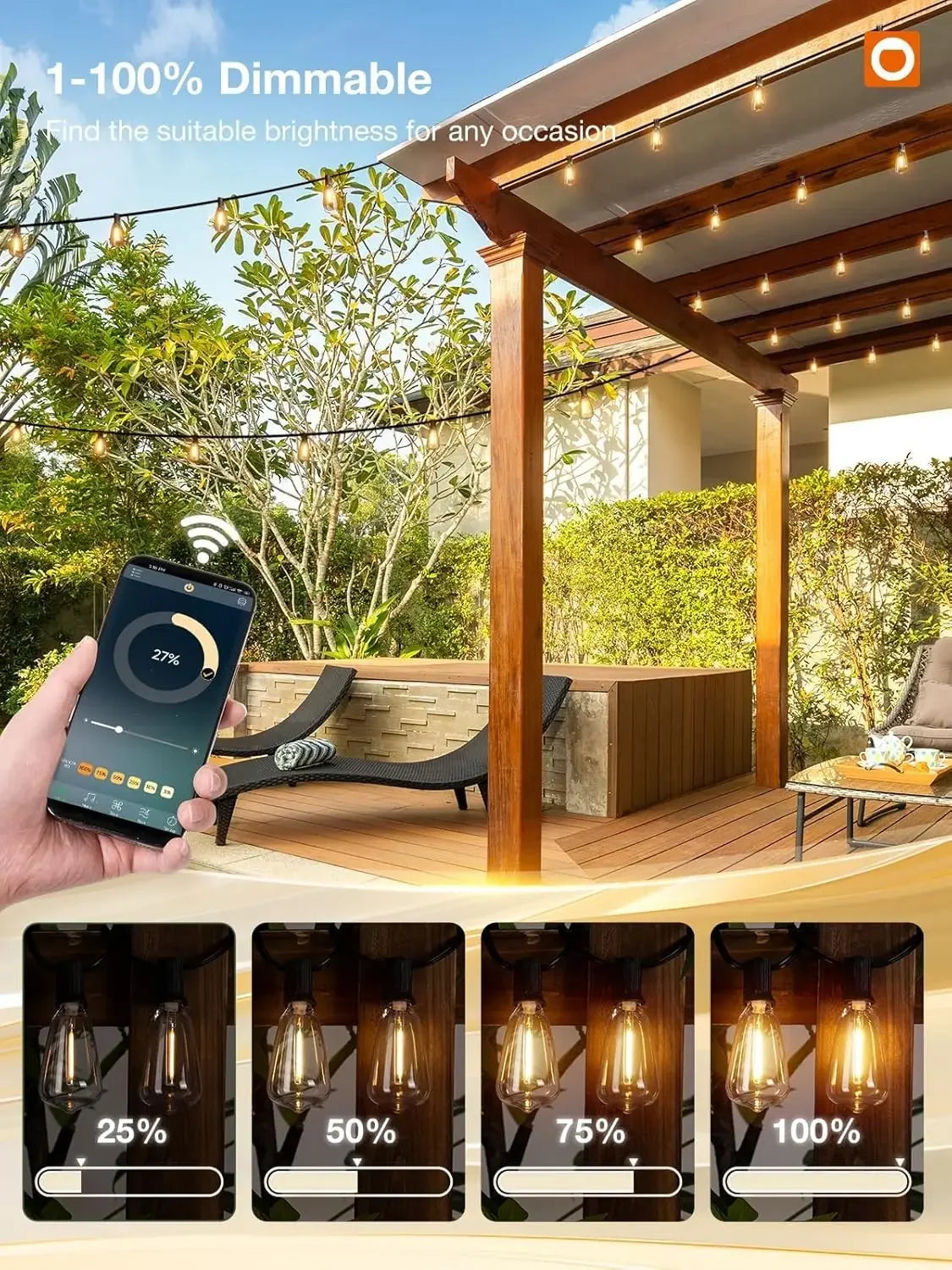 Luci a stringa LED da esterno impermeabili da 150 piedi per patio