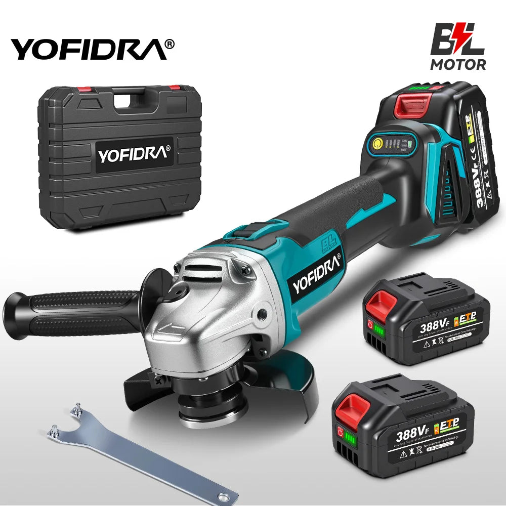 Yofidra 125mm Brushless Angle Grinder with 4-Speed Control