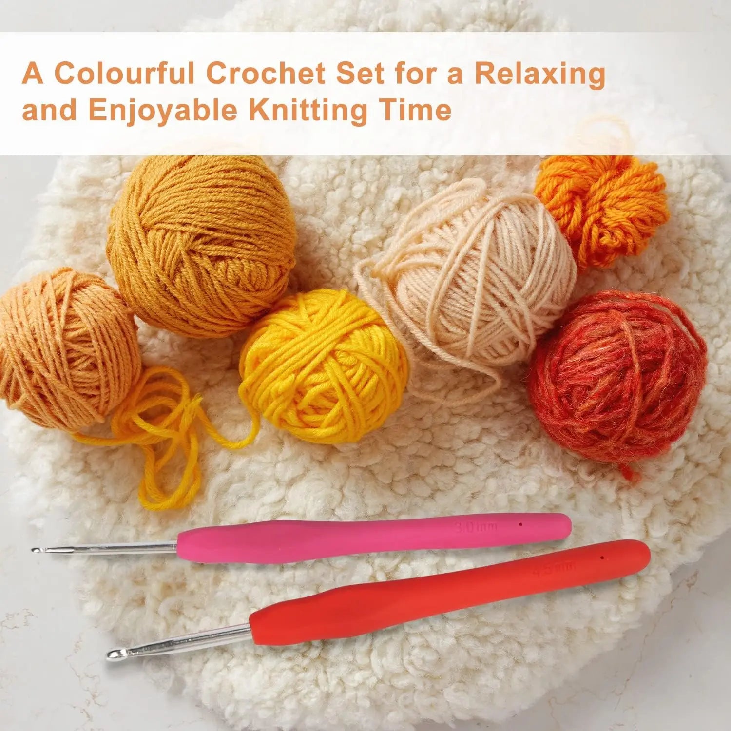 14-Piece Ergonomic Crochet Hook Set with Soft Grip Handles