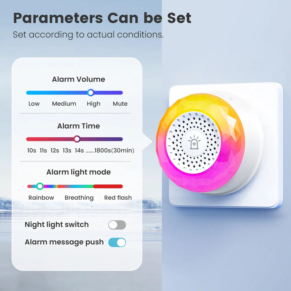 Tuya WiFi-larm med röstmeddelanden, EU-/US-/UK-kontakt