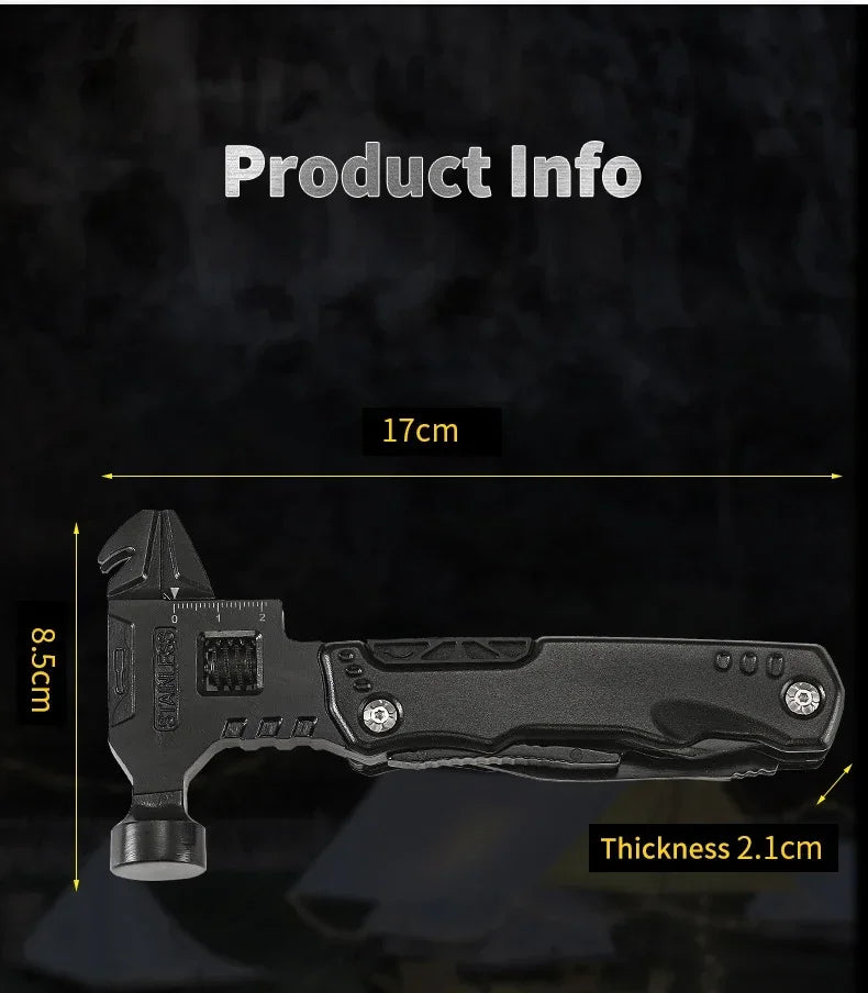 Hammer, Wrench and Pliers Multitool with Sheath