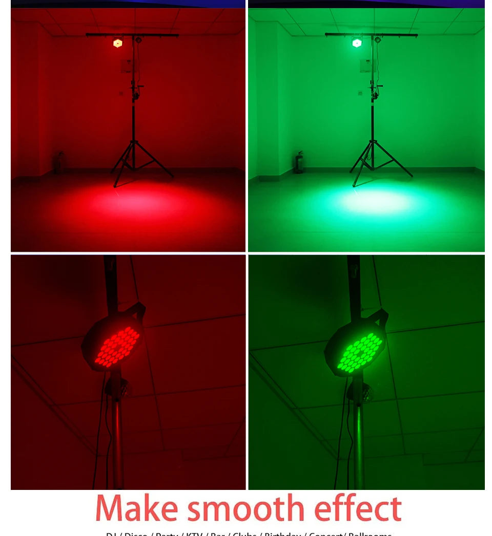 Set da 4 Punti Luci Par DMX512 RGB a 3-in-1 da 36 LED