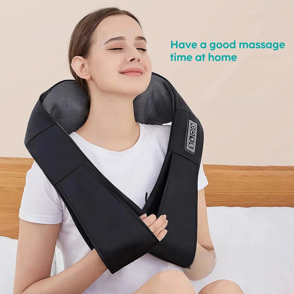 Shiatsu Neck and Shoulder Massager Heated Back Massager U Shape Deep Kneading Electric Massage Pillow For Neck Waist Leg Body